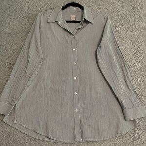 Chico's Womens 1 Small Button Down Long Sleeve Blouse 8/10 100% Cotton